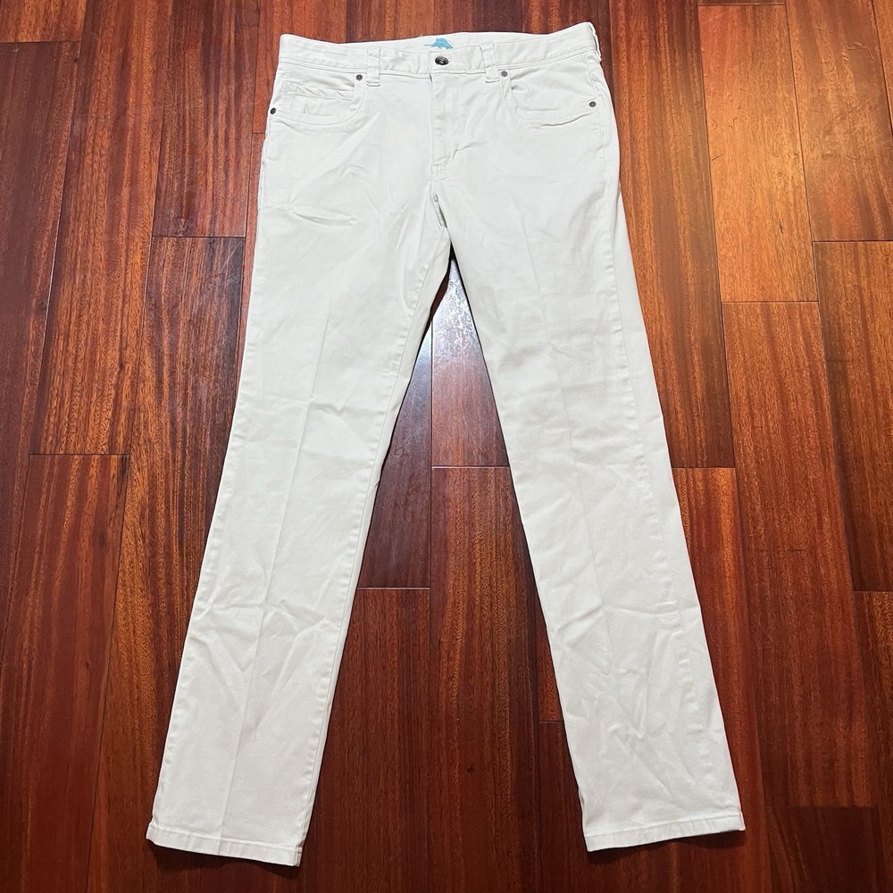 Tommy Bahama Pants Mens 34x32 White Cotton Tencel Stretch Casual Five Pocket